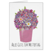 Duitse Happy Moederdag Roze bloemenboeket (Voorkant)