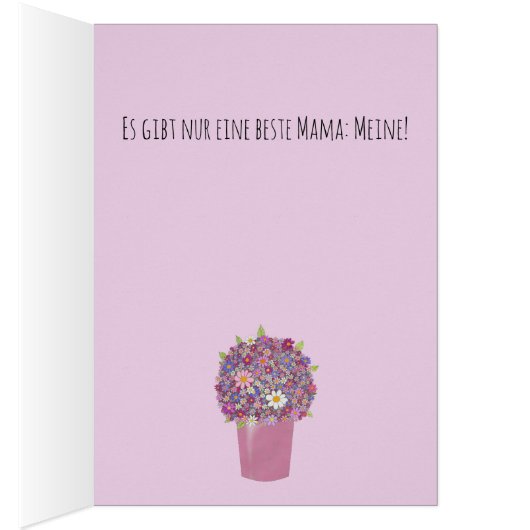 Duitse Happy Moederdag Roze bloemenboeket (Binnen (Rechts))