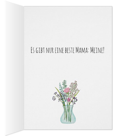 Duitse Happy Moederdag Roze bloemenboeket (Binnen (Rechts))