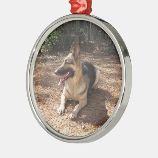 duitse herder 2 metalen ornament (Links)