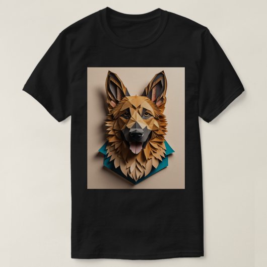 Duitse herder 3D Paper Art Design T-shirt (Design voorkant)