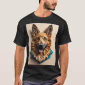 Duitse herder 3D Paper Art Design T-shirt (Voorkant)