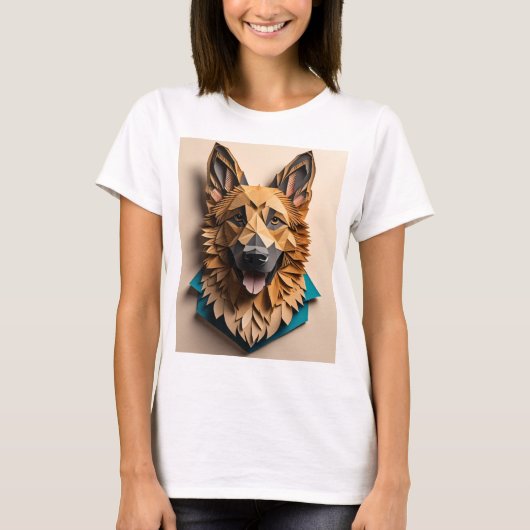 Duitse herder 3D Paper Art Design T-shirt (Voorkant)