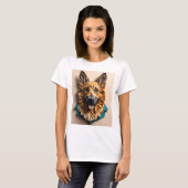 Duitse herder 3D Paper Art Design T-shirt (Voorkant volledig)