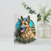 Duitse herder 3D Paper Art Design T-shirt Briefkaart (Staand voorkant)