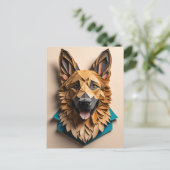 Duitse herder 3D Paper Art Design T-shirt Briefkaart (Staand voorkant)