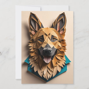 Duitse herder 3D Paper Art Design T-shirt Kaart