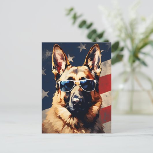 Duitse herder 4 juli Onafhankelijkheidsdag Briefkaart (Staand voorkant)