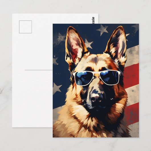 Duitse herder 4 juli Onafhankelijkheidsdag Briefkaart (Voorkant / Achterkant)