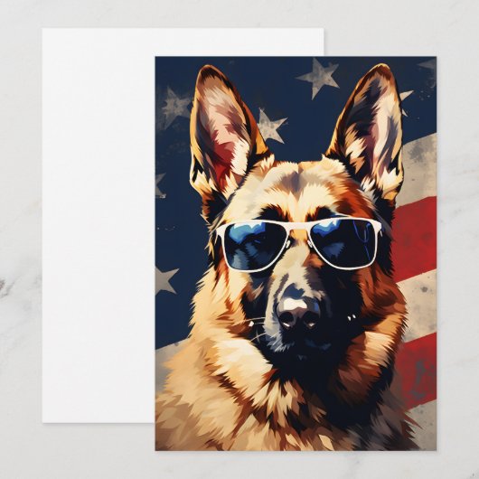 Duitse herder 4 juli Onafhankelijkheidsdag Feestdagenkaart (Voorkant / Achterkant)