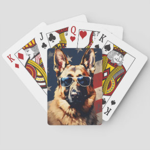 Duitse herder 4 juli Onafhankelijkheidsdag Pokerkaarten