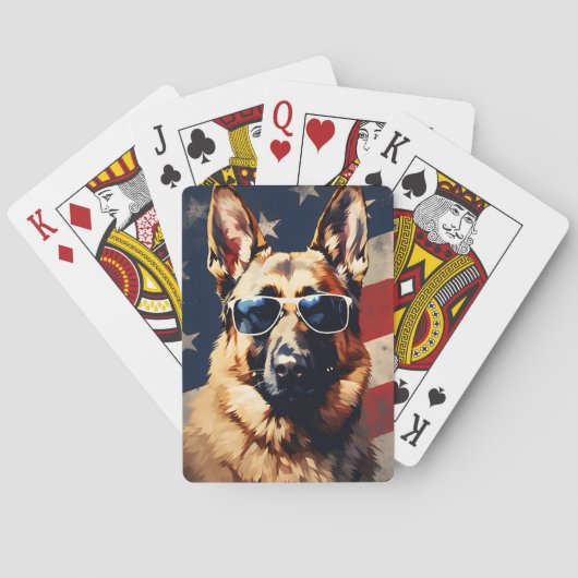 Duitse herder 4 juli Onafhankelijkheidsdag Pokerkaarten (Achterkant)