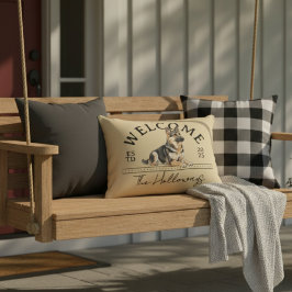 Duitse herder aangepaste familienaam welkom accent kussen