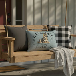 Duitse herder aangepaste familienaam welkom accent kussen