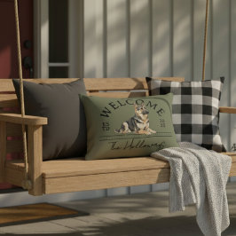 Duitse herder aangepaste familienaam welkom accent kussen