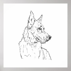 Duitse Herder Alsatische Hond Kunst Poster