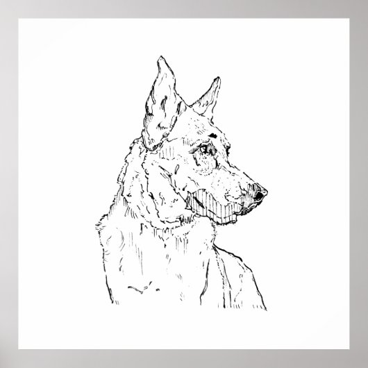 Duitse Herder Alsatische Hond Kunst Poster (Voorkant)