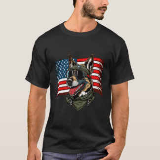 Duitse herder Amerikaanse hond soldaat 4th van jul T-shirt