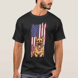 Duitse Herder Amerikaanse Vlag 4 juli Hond T-shirt
