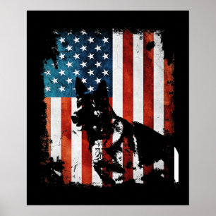 Duitse herder Amerikaanse vlag Amerikaanse patriot Poster