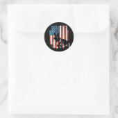 Duitse herder Amerikaanse vlag Amerikaanse patriot Ronde Sticker (Tas)