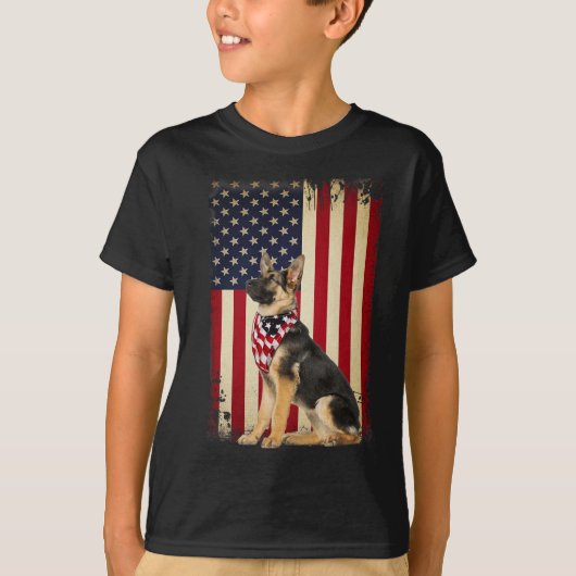 Duitse herder Amerikaanse vlag Shirt Onafhankelijk (Voorkant)