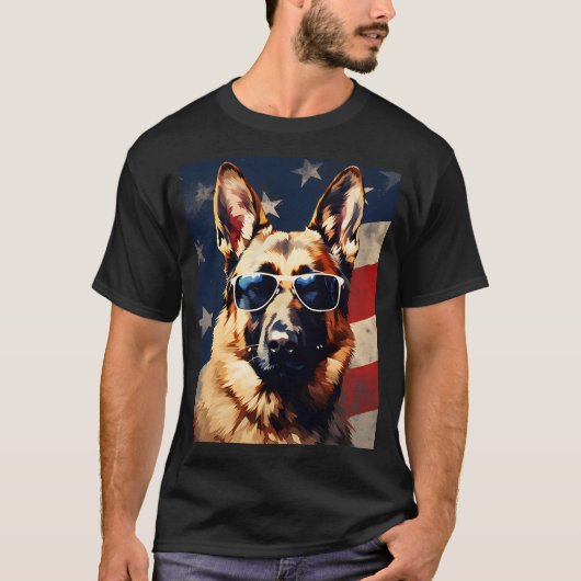 Duitse herder Amerikaanse vlag T-shirt (Voorkant)