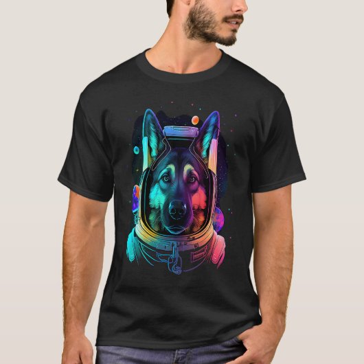 Duitse Herder Astronaut in Space Cool Dog Fun C T-shirt (Voorkant)
