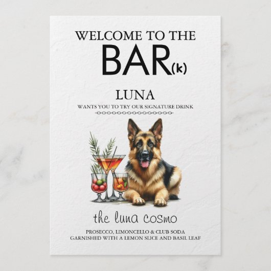 Duitse Herder Bar Menu (Voorkant)