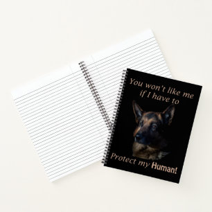 Duitse herder beschermt mijn mens notitieboek