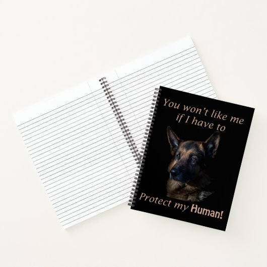 Duitse herder beschermt mijn mens notitieboek (Binnen)