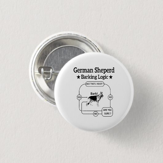 Duitse herder blaffen logica grappige hond sarcast ronde button 3,2 cm (Voorkant /achterkant)