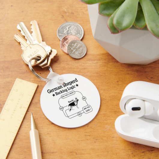 Duitse herder blaffen logica grappige hond sarcast sleutelhanger (Bureau)