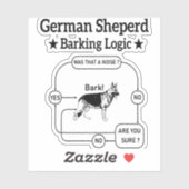 Duitse herder blaffen logica grappige hond sarcast sticker (Vel)