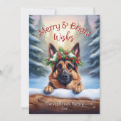 Duitse herder bos huisdier portret vrolijk en held feestdagenkaart (Voorkant)