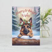 Duitse herder bos huisdier portret vrolijk en held feestdagenkaart (Staand voorkant)