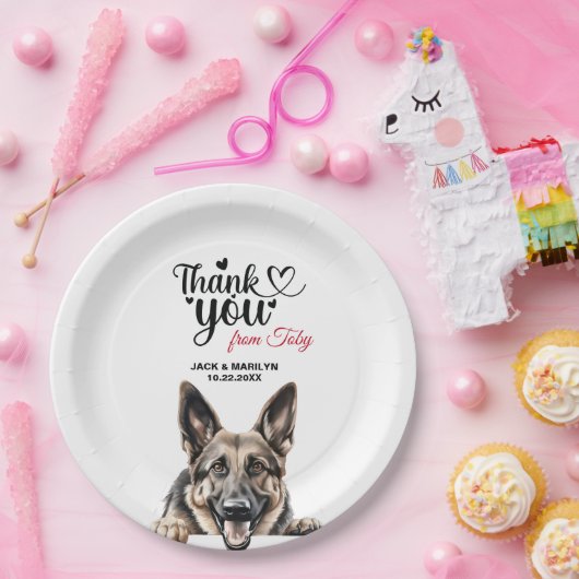 Duitse herder bruiloft dank u papieren bordje (Feest)