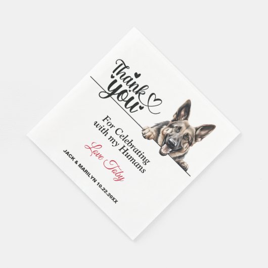 Duitse herder bruiloft dank u servet (Hoek)