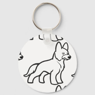 duitse herder cartoon wit sleutelhanger