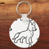 duitse herder cartoon wit sleutelhanger (Voorkant)
