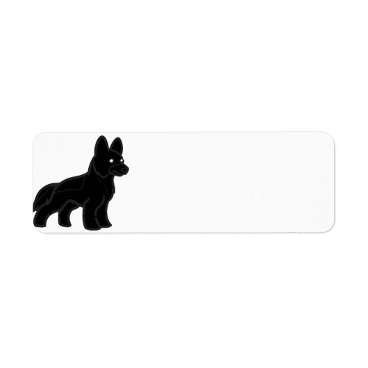 duitse herder cartoon zwart etiket (Voorkant)