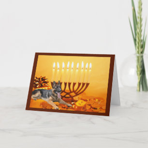 Duitse Herder Chanoeka Kaart Menorah1