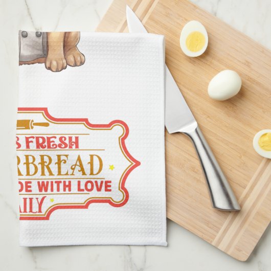 Duitse herder chef-kok bakken peperkoek theedoek (Quarter Fold)