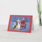 Duitse Herder Christmas Kaart Santa Snowman2 (Voorkant)