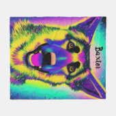 Duitse Herder Confetti Pop Art met optionele naam Fleece Deken (Voorkant (Horizontaal))
