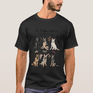 Duitse herder Cottage Core Waterverf T-shirt