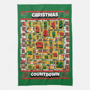 Duitse Herder Countdown Kerst Advent Honden  Theedoek