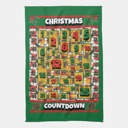Duitse Herder Countdown Kerst Advent Honden Theedoek (Verticaal)