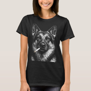 Duitse herder die grappige gangsterhond meme rookt t-shirt