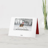 Duitse herder die op Snow Holiday Greeting rijdt Feestdagen Kaart (Achterkant)